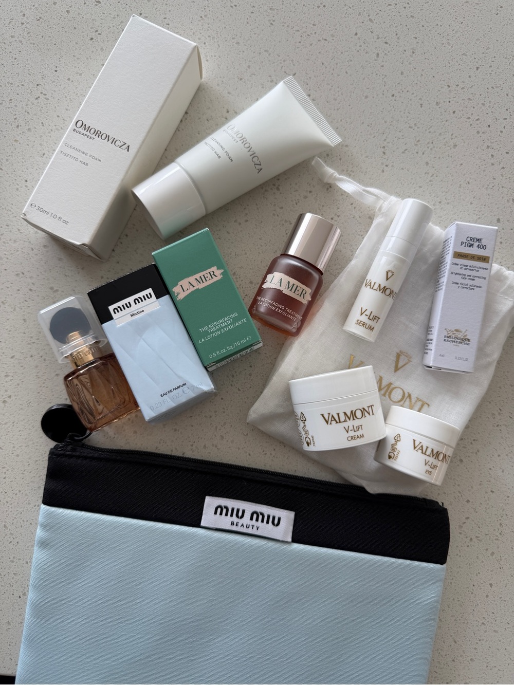 Luxury skincare set Valmont V-Lift Cream & Serum, Miu miu and more